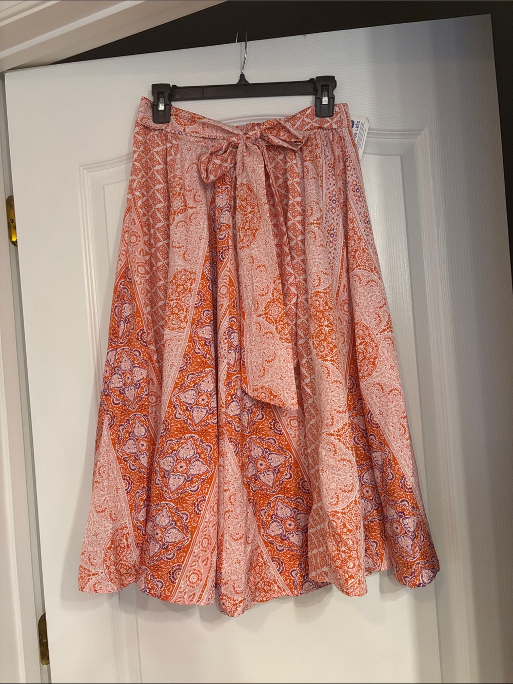 NWT Paisley Tie-Waist Circle Skirt - Pink & Orange
